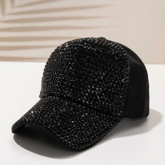 Accessories - Rhinestone black denim hat NWT